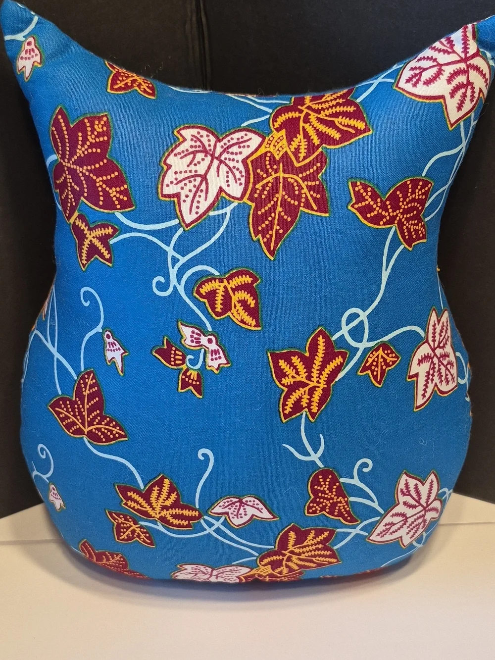 Handmade In Ghana Blue Owl Accent Pillow with Orange Wings